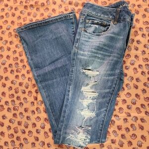 NWOT American Eagle Destroyed Flare Leg Jeans